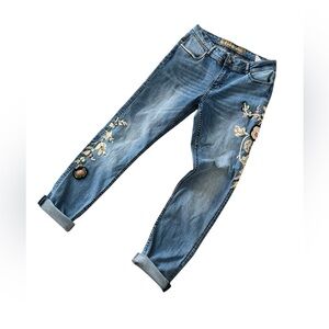 Desigual Blue Embroidered Straight Leg Jeans